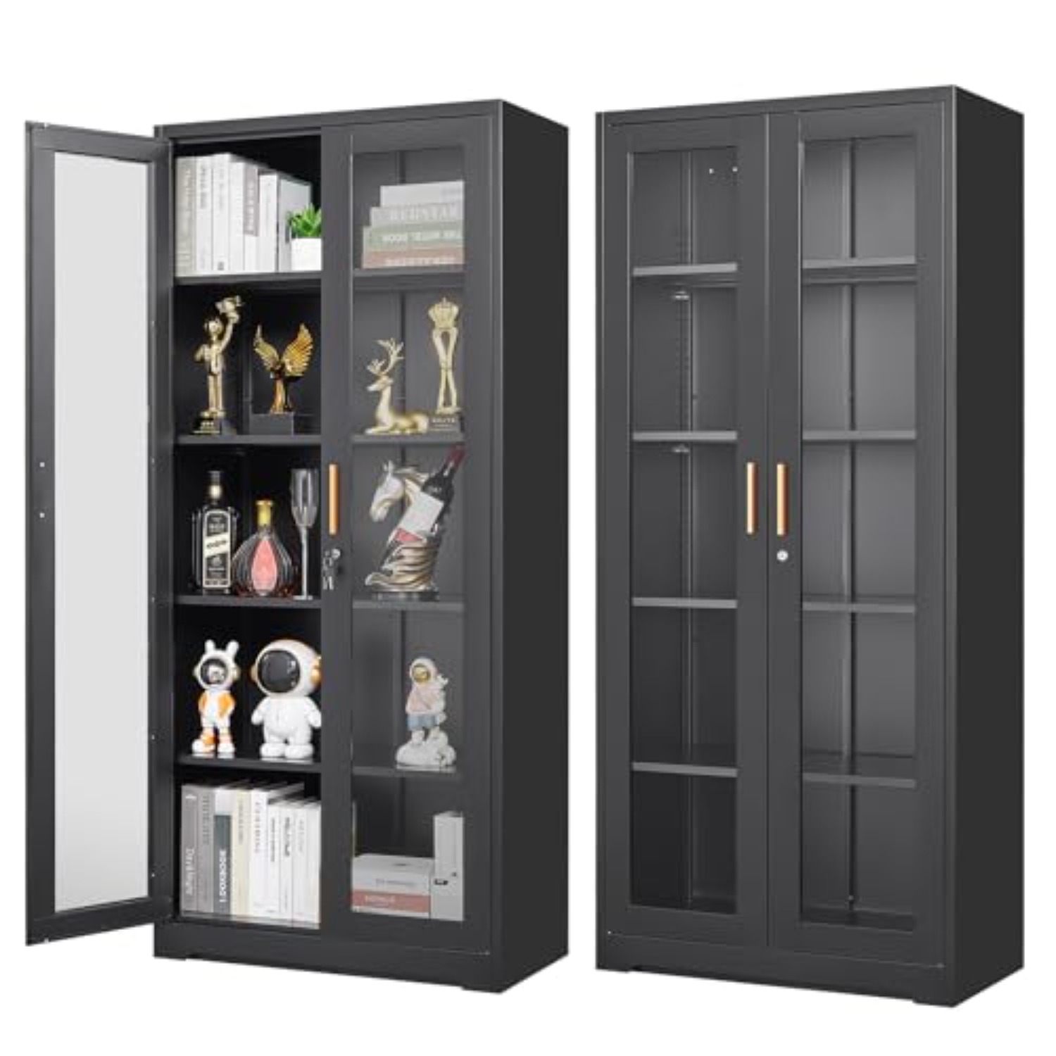 Glass Cabinet Display - Vitrine en verre et métal noir
