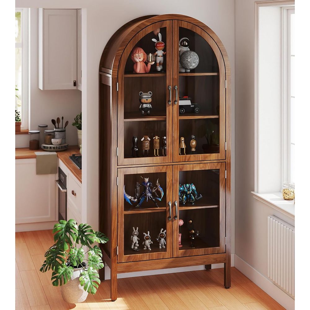 Glass Cabinet Display - Vitrine en verre acrylique et noyer