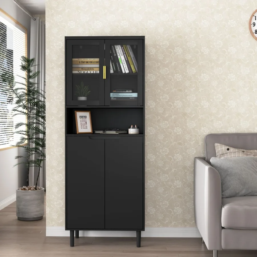 Glass Cabinet Display - Armoire de rangement haute avec 2