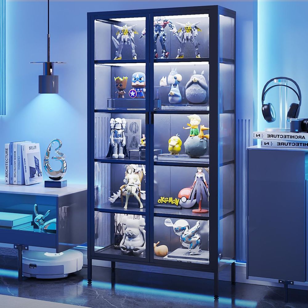 Glass Cabinet Display - Vitrine haute en verre avec éclairage
