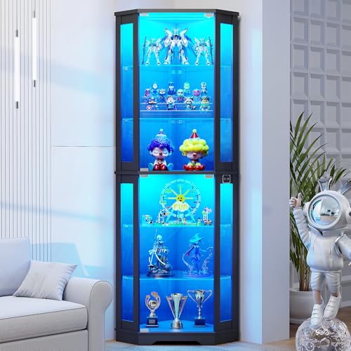 Glass Cabinet Display - Vitrine d'angle de 71 pouces de