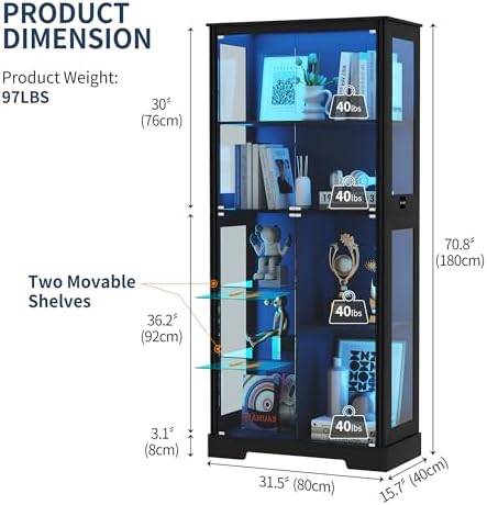 Vitrine de 71'' avec 5 niveaux - Glass Cabinet Display avis et prix