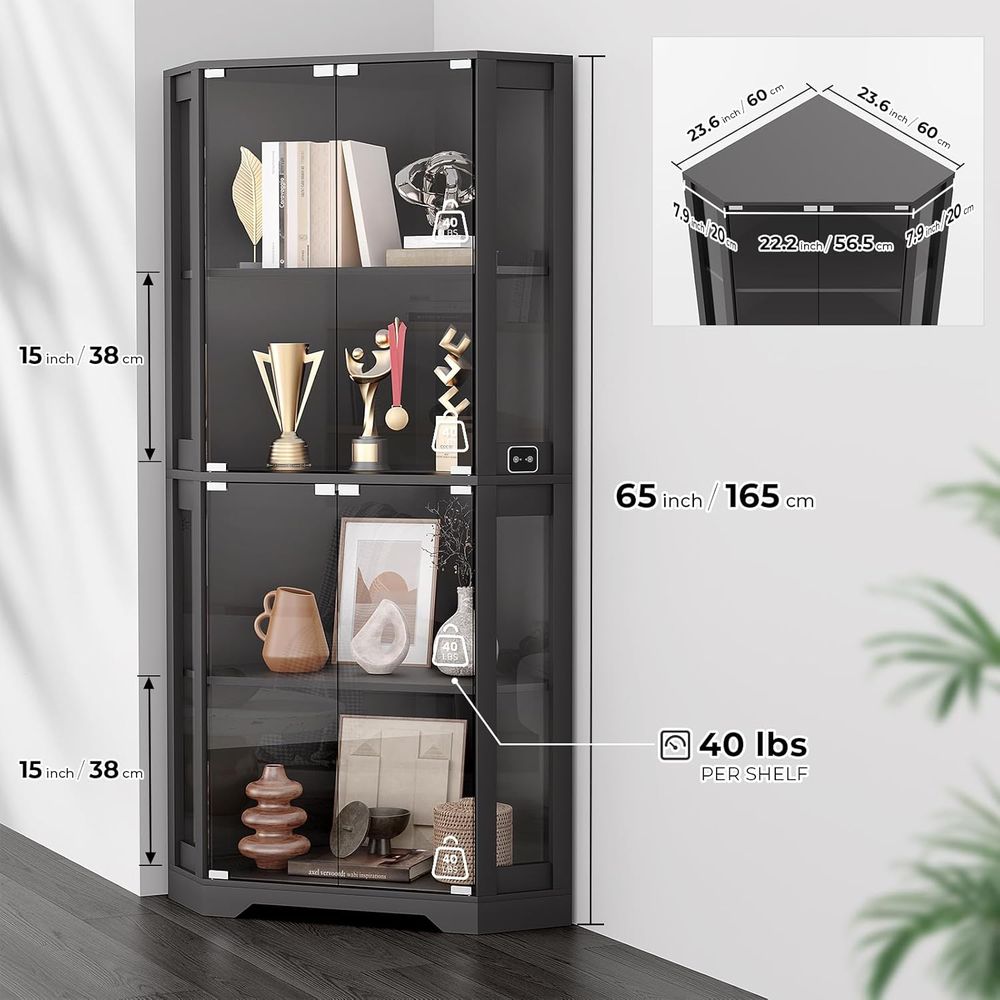 Vitrine en verre illuminée 65, - Glass Cabinet Display avis et prix