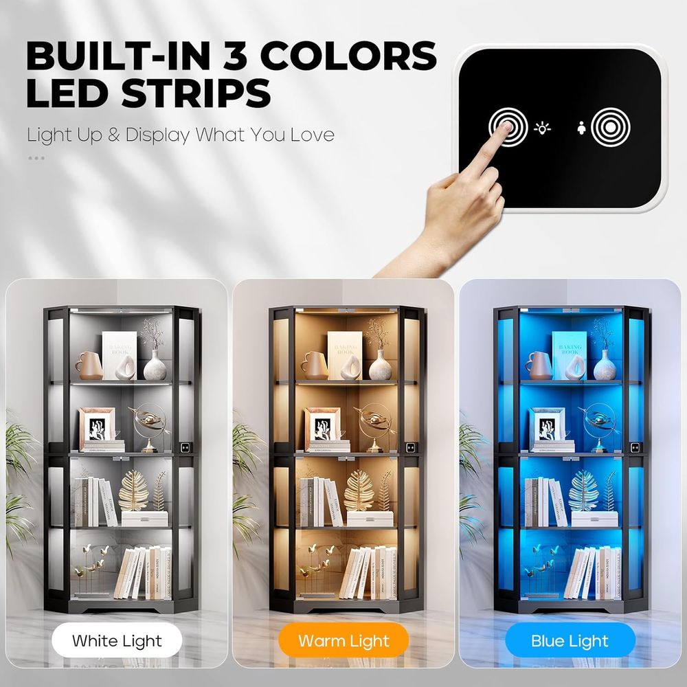 Vitrine en verre illuminée 65, - Glass Cabinet Display avis et prix