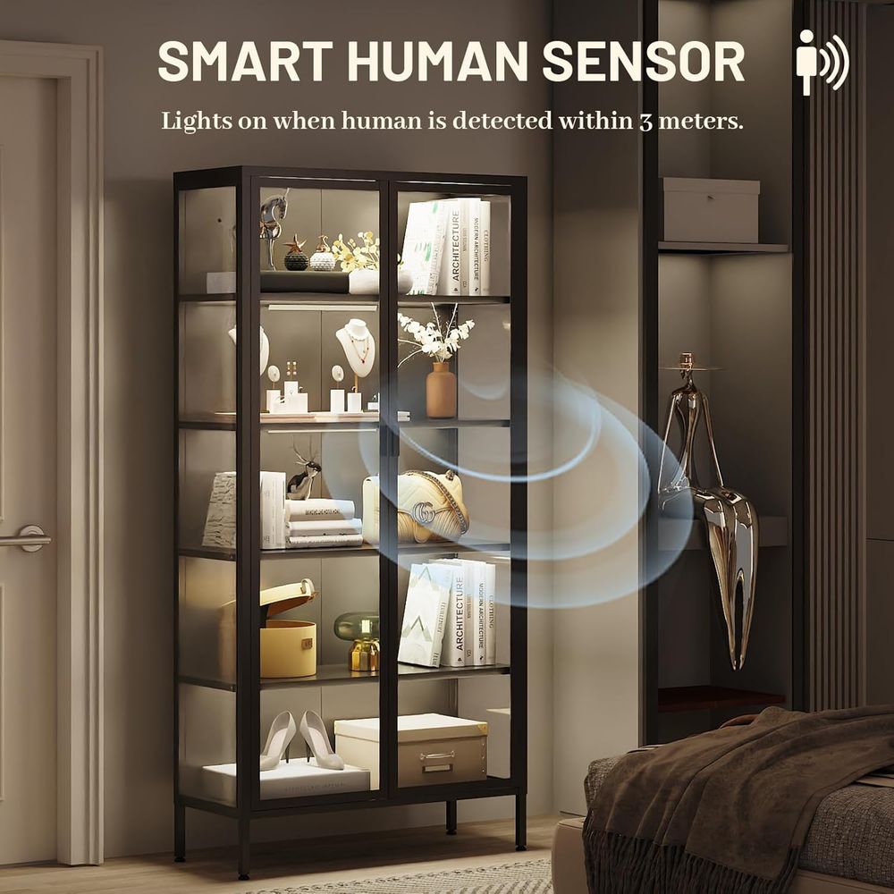 Vitrine haute en verre avec éc - Glass Cabinet Display avis et prix
