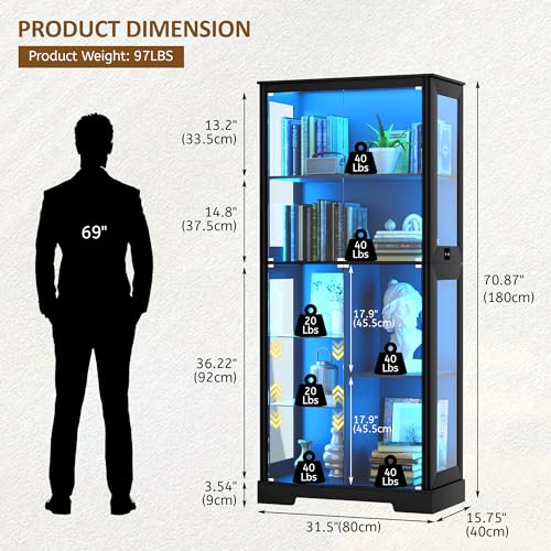 Vitrine en verre de 71 pouces  - Glass Cabinet Display avis et prix
