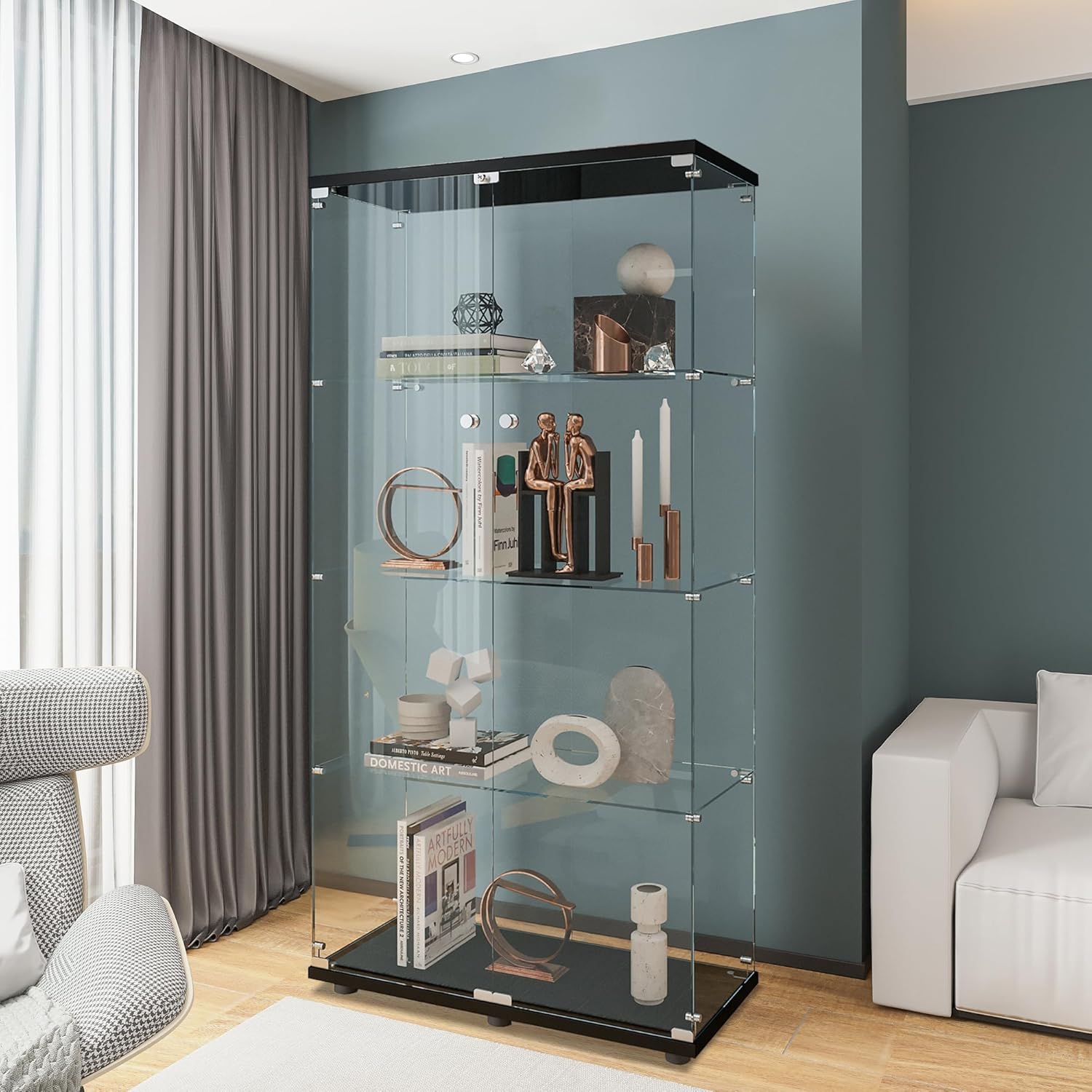 Vitrine en verre avec 4 étagèr - Glass Cabinet Display avis et prix