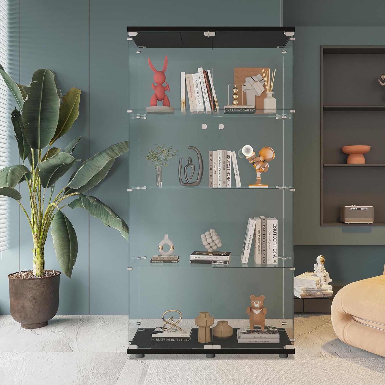 Vitrine en verre avec 4 étagèr - Glass Cabinet Display avis et prix