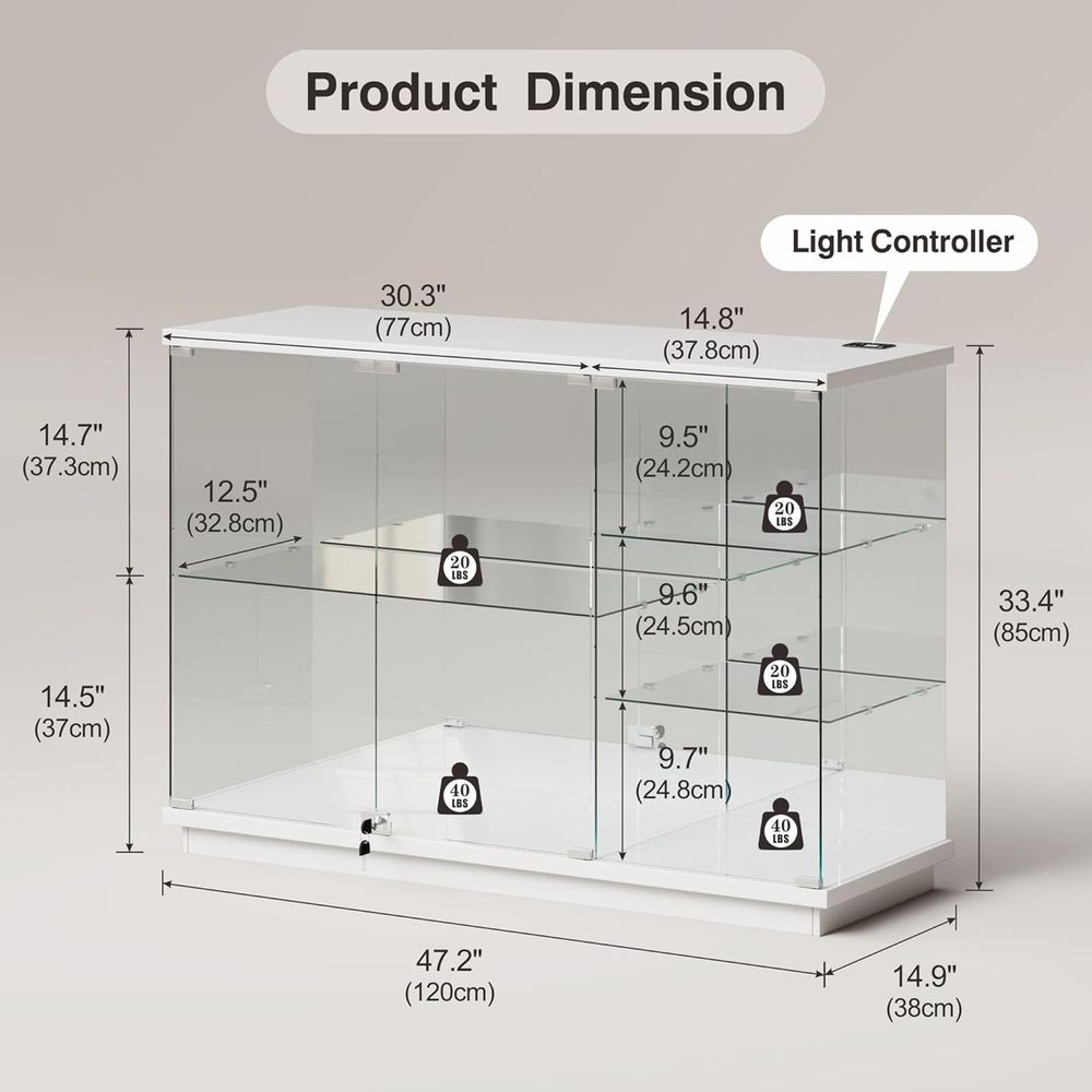 Vitrine en verre blanc haute b - Glass Cabinet Display avis et prix