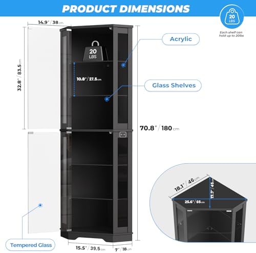 Vitrine d'angle de 71 pouces a - Glass Cabinet Display avis et prix